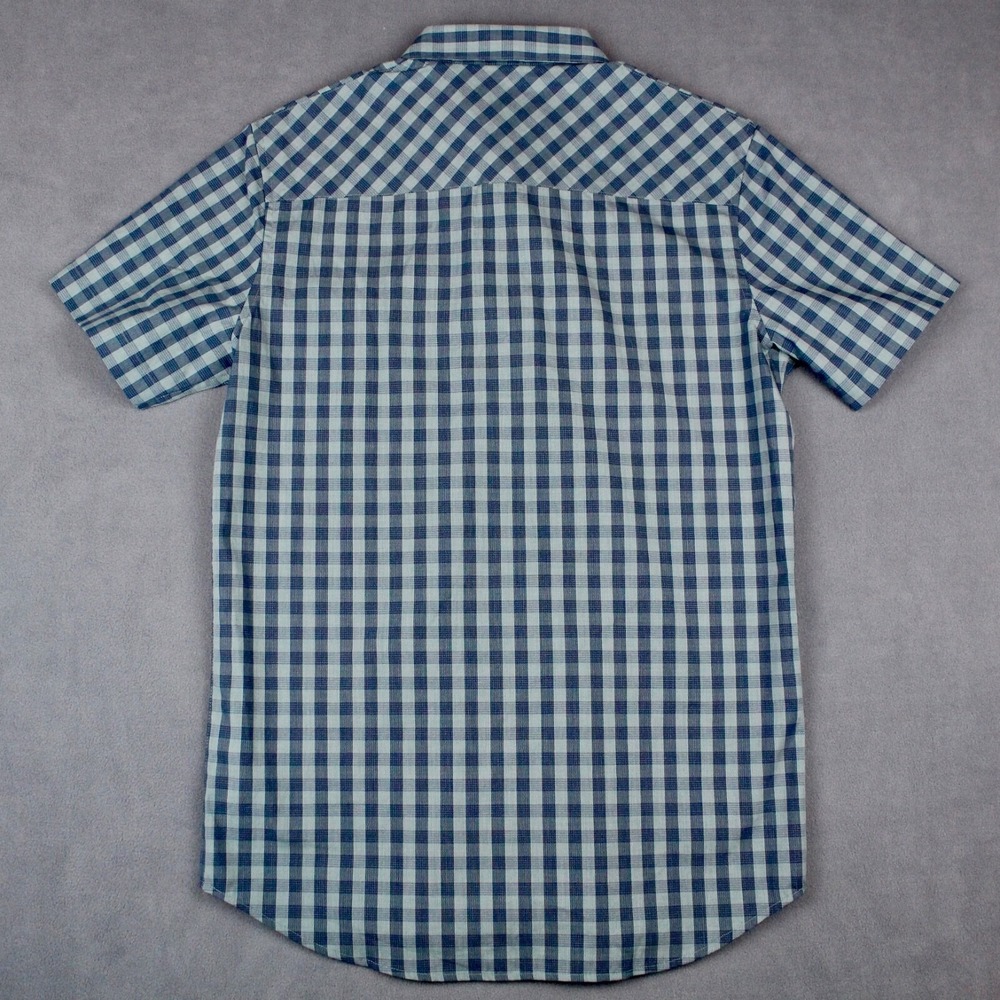 Travis Mathew Shirt Mens Small Blue Plaid Short Sleeve Button Up - Picture 9 of 9